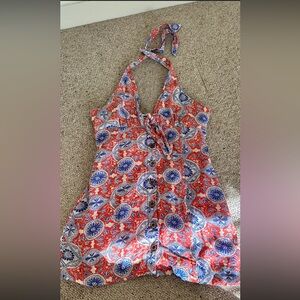 Anthropologie Red and Blue Floral Dress